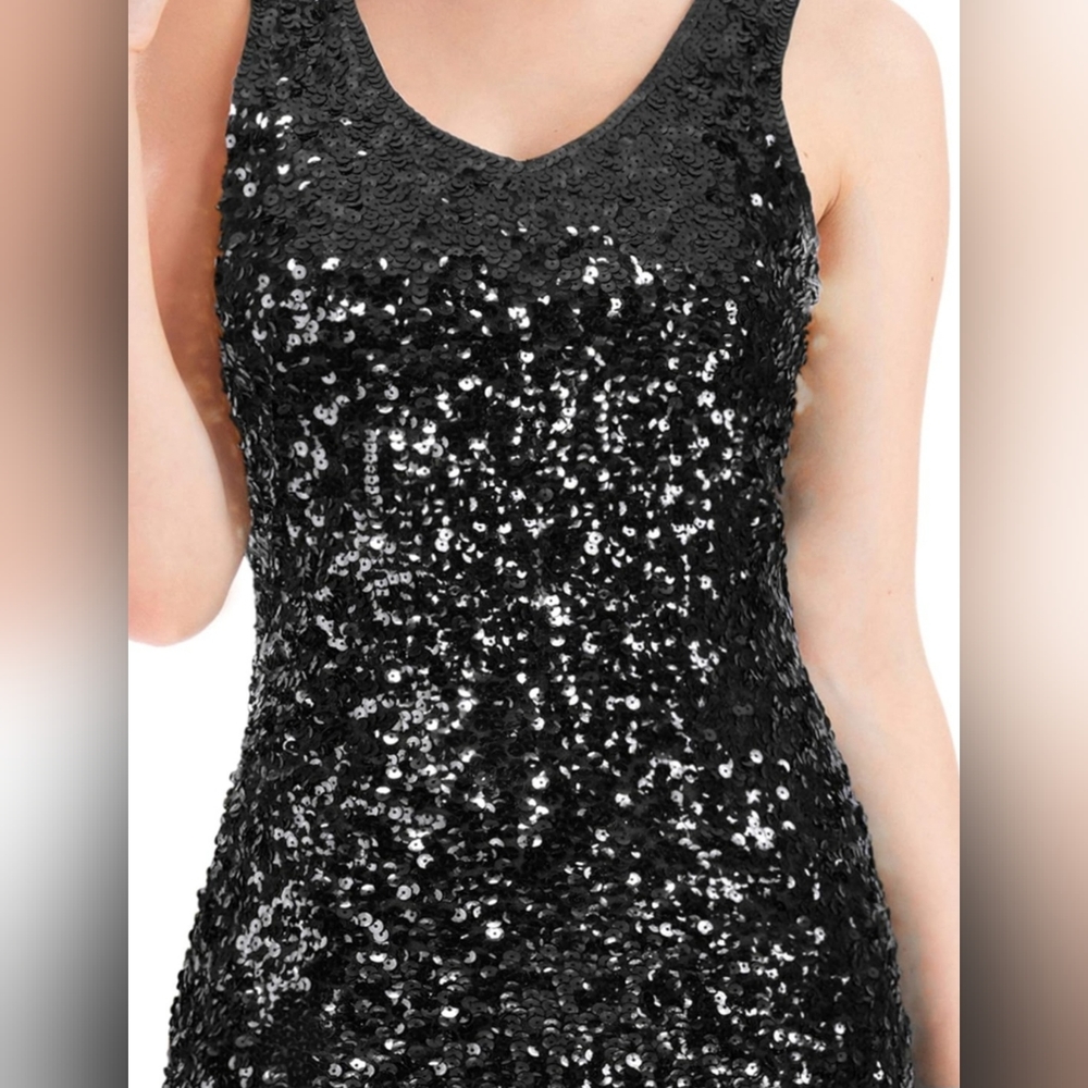 Black sequined mini dress